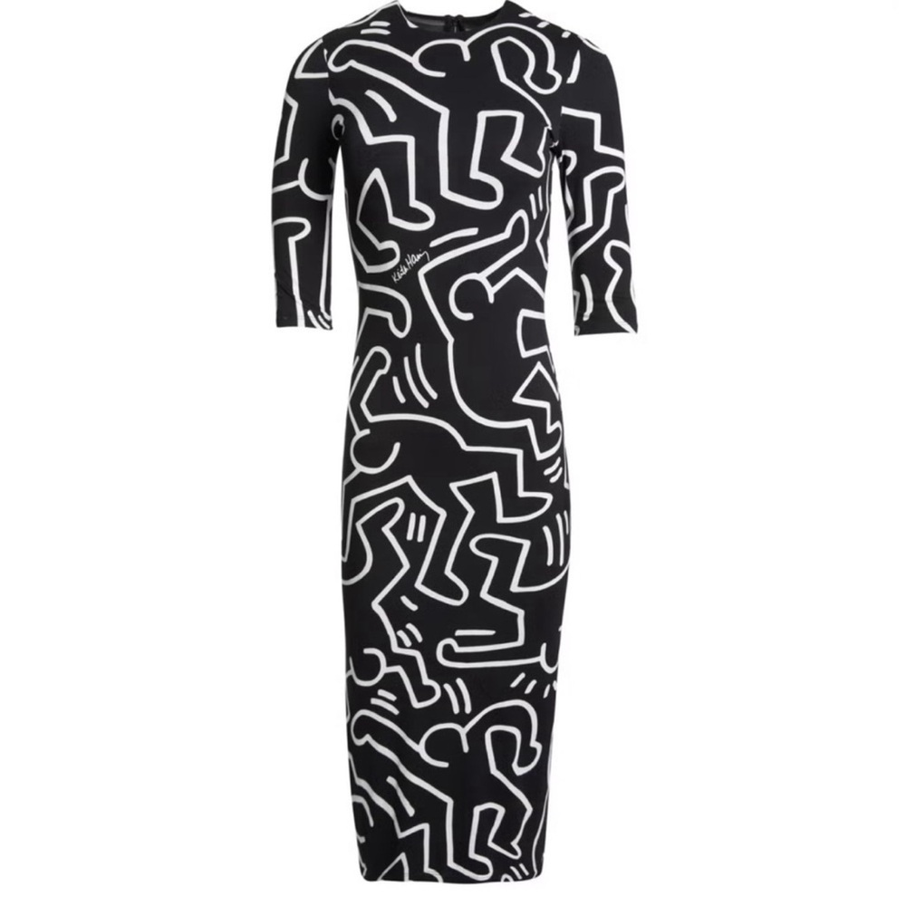 NEW NWT alice & olivia x keith haring delora fitted crewneck dress XXL new york